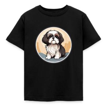 Shih Tzu Löwenhunde Chrysanthemenhund Shih Tzu - Kinder T-Shirt - Schwarz - Vorne - AI Model Kid Female (0cm)
