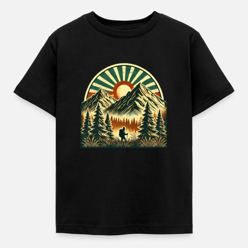 Bergabenteuer ruft 🏔️🎒 - Kinder T-Shirt - Schwarz