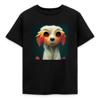 Dog Flower Sweet - Kids' T-Shirt - black - Front - AI Model Kid Female (0cm)