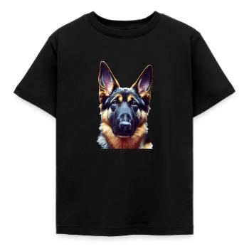 German Shepherd Dog - German Shepherd - Kids' T-Shirt - black - Front - AI Model Kid Female (0cm)