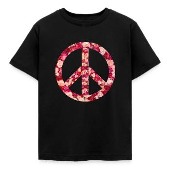 Friedenszeichen Rosen - Kinder T-Shirt - Schwarz - Vorne - AI Model Kid Female (0cm)