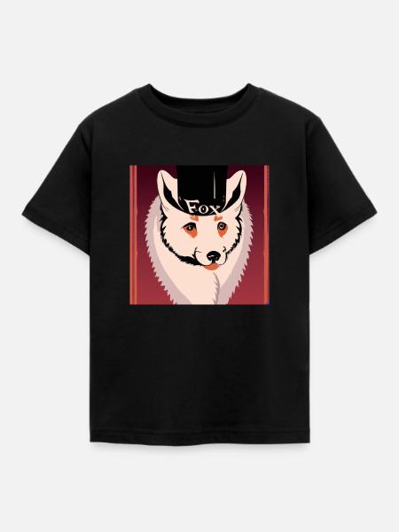 Polarfuchs mit Bowler - Kinder T-Shirt - Schwarz
