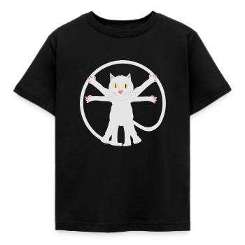 Leonardo da Kitty - Kinder T-Shirt - Schwarz - Vorne - AI Model Kid Female (0cm)