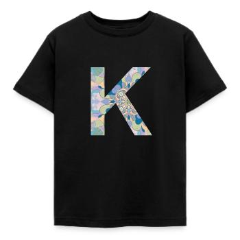 Lettre K en mandala - T-shirt Enfant - noir - Devant - AI Model Kid Female (0cm)