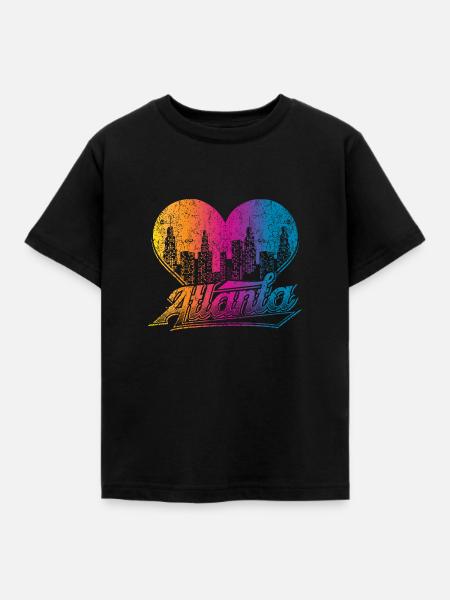 Atlanta Skyline - Kinder T-Shirt - Schwarz