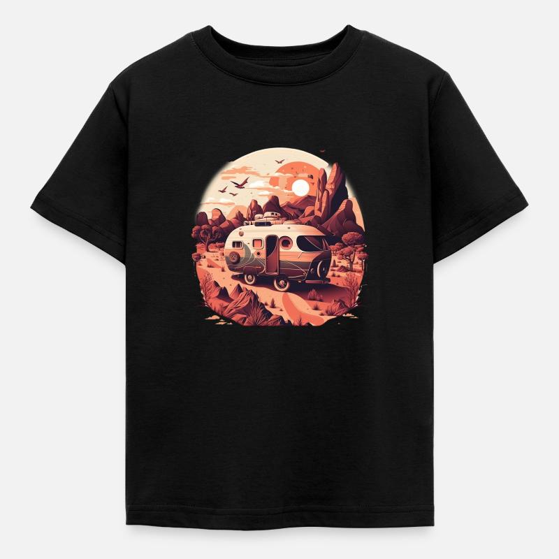 Bus Camping Abenteuer Outback Australien - Kinder T-Shirt - Schwarz