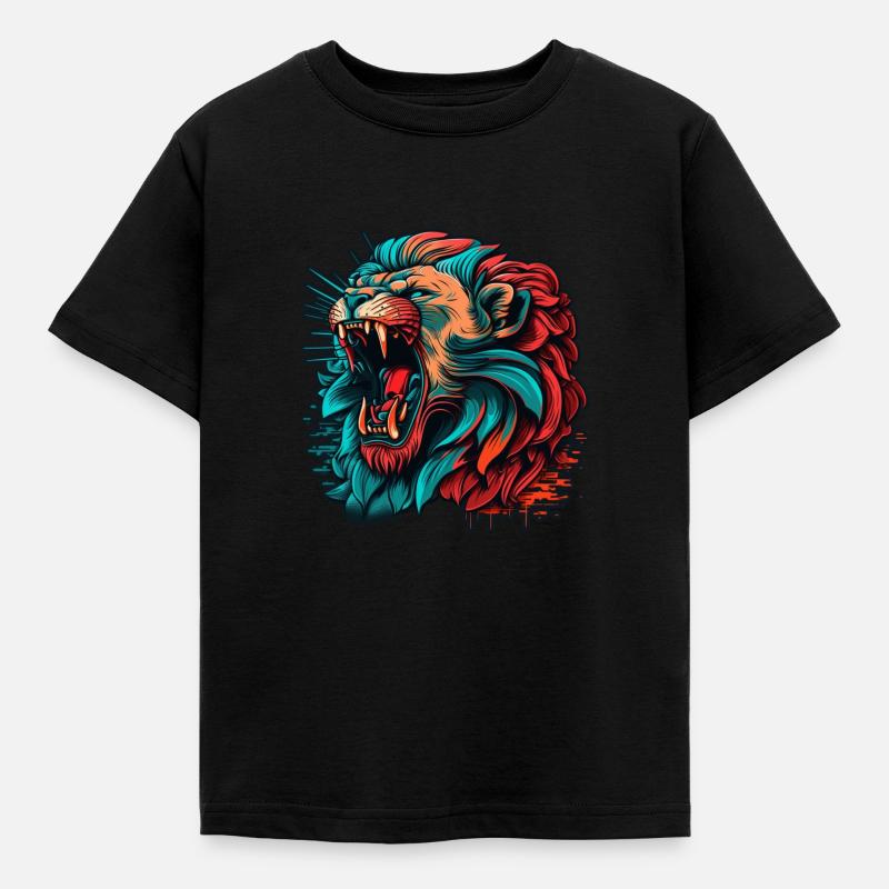 Löwe - Kinder T-Shirt - Schwarz