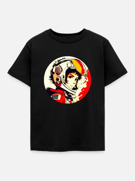 Anime Pilotin - Kinder T-Shirt - Schwarz