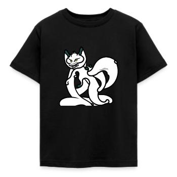 Kitsune Cartoon Vintage Art - Kids' T-Shirt - black - Front - AI Model Kid Female (0cm)