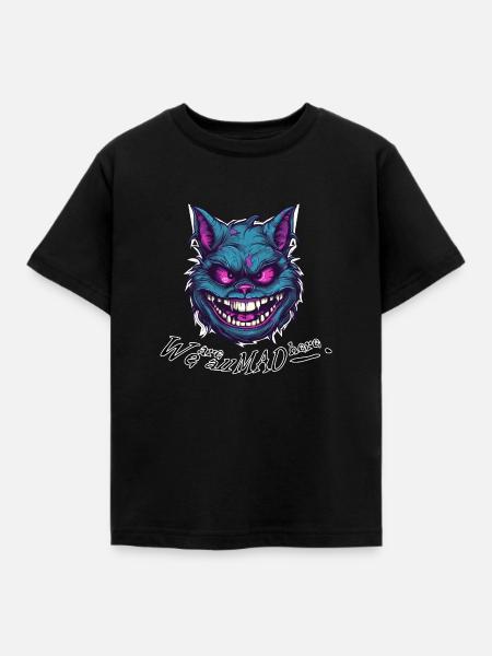Cheshire Mad Cat - Kinder T-Shirt - Schwarz