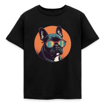 Französische Bulldogge Sonnenbrille, Französische - Kinder T-Shirt - Schwarz - Vorne - AI Model Kid Female (0cm)