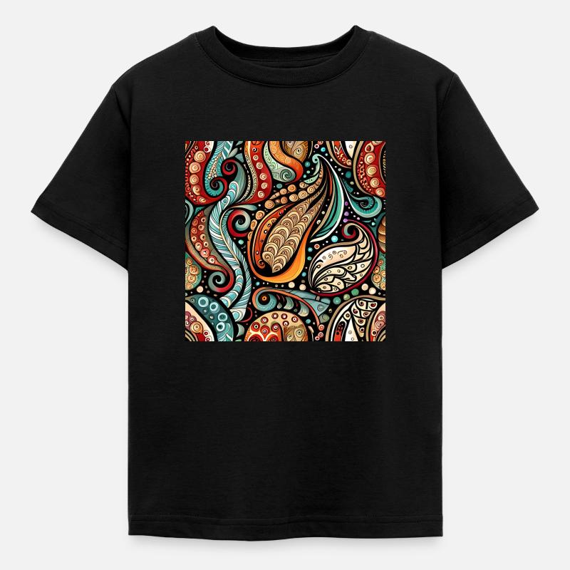 Zentangle Paisley Pattern - T-shirt Enfant - noir