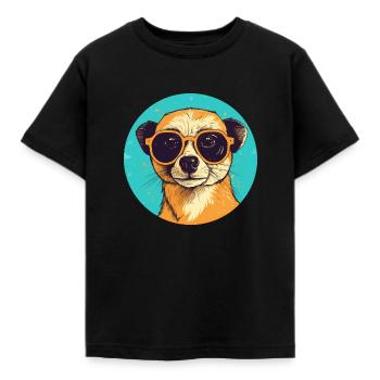 Meerkat with sunglasses, Suricate - Kids' T-Shirt - black - Front - AI Model Kid Female (0cm)