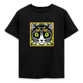 Wild Cat in the Jungle - for cat lovers - Kids' T-Shirt - black - Front - AI Model Kid Female (0cm)