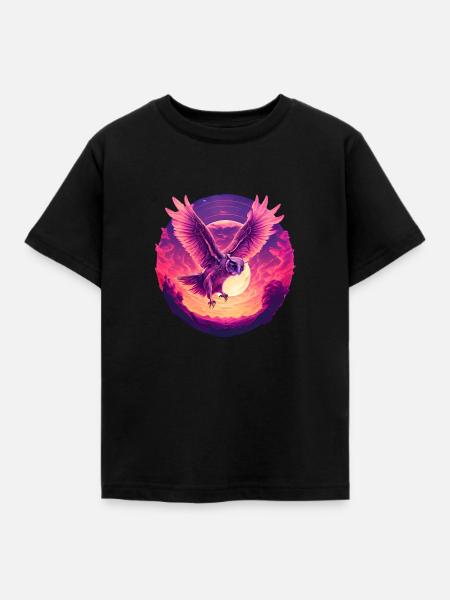 Wunderschöne Eule im Wonnenuntergang - Kinder T-Shirt - Schwarz