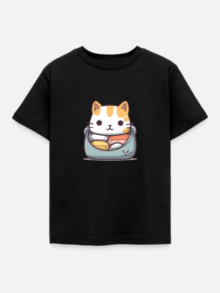 Katze - Kawaii Style - Kinder T-Shirt - Schwarz