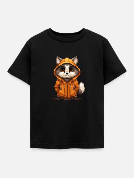 Waschbär - Kawaii Style - Kinder T-Shirt - Schwarz