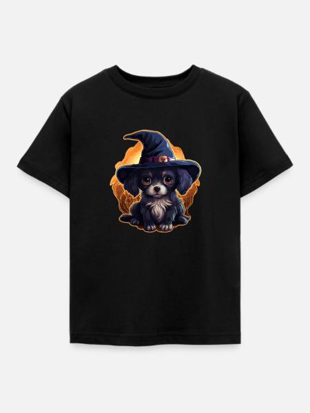 Süßer Halloween Hund - Kinder T-Shirt - Schwarz