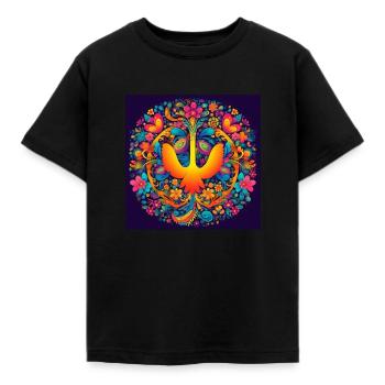 bohemian style boho chic - Kids' T-Shirt - black - Front - AI Model Kid Female (0cm)