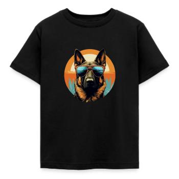 German Shepherd Cool - German Shepherd - Kids' T-Shirt - black - Front - AI Model Kid Female (0cm)