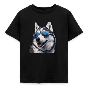 Husky Cool - Chien Husky - T-shirt Enfant - noir - Devant - AI Model Kid Female (0cm)