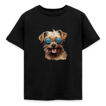 Norfolk Terrier Cool - Norfolk Terrier Dog - Kids' T-Shirt - black - Front - AI Model Kid Female (0cm)