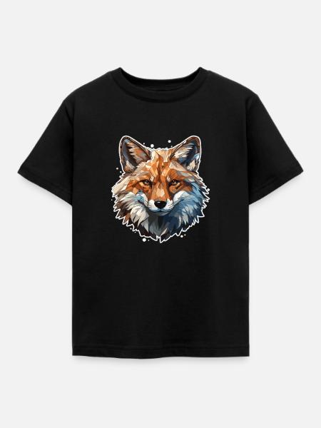 Fuchs - Illustration - Kinder T-Shirt - Schwarz