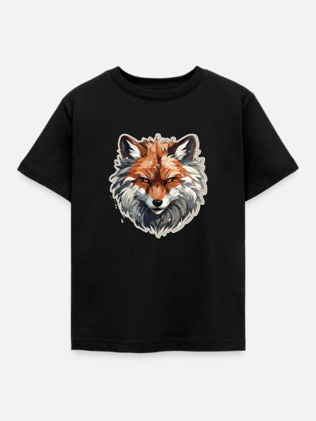 Fuchs - Illustration - Kinder T-Shirt - Schwarz