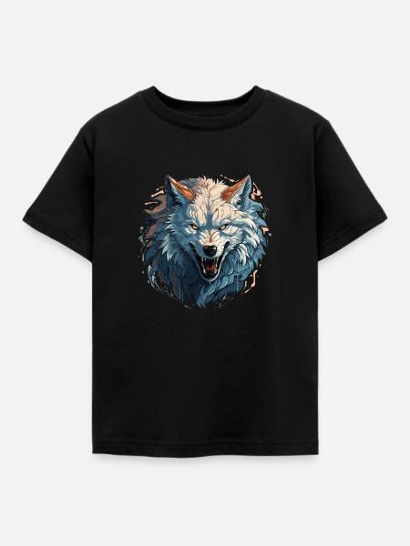Wolf - Illustration - Kinder T-Shirt - Schwarz