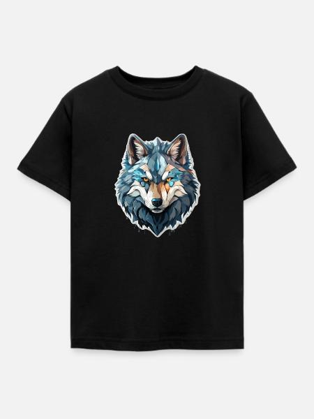 Wolf - Illustration - Kinder T-Shirt - Schwarz