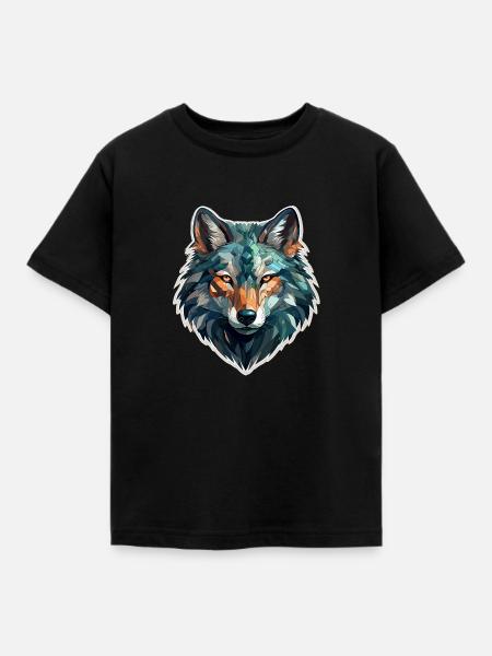 Wolf - Illustration - Kinder T-Shirt - Schwarz