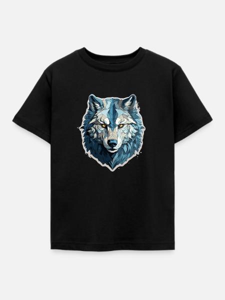 Wolf - Illustration - Kinder T-Shirt - Schwarz