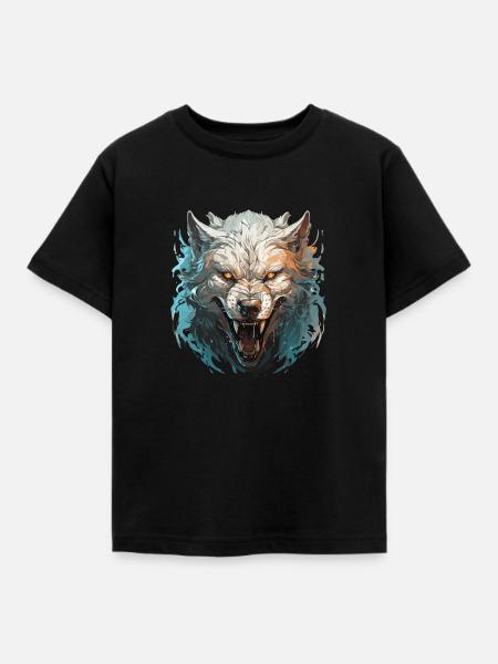 Wolf - Illustration - Kinder T-Shirt - Schwarz