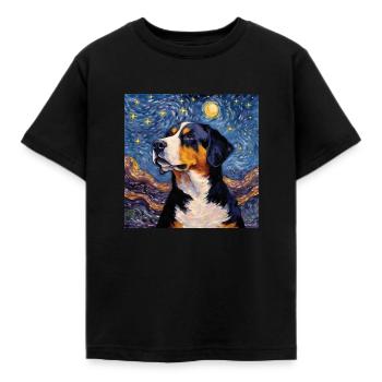 Grosser Schweizer Sennenhund Sternennacht - Kinder T-Shirt - Schwarz - Vorne - AI Model Kid Female (0cm)