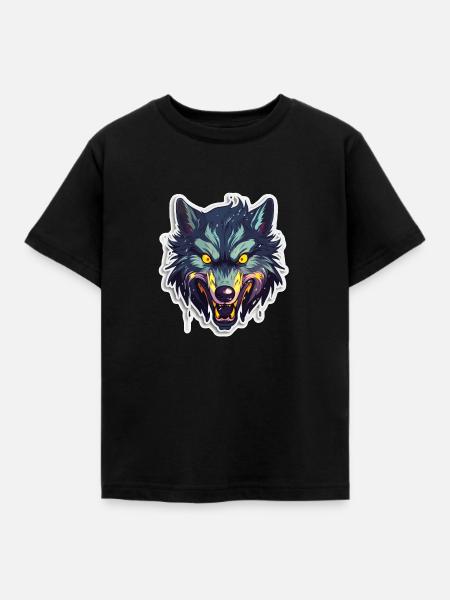 Wolf - Illustration - Kinder T-Shirt - Schwarz