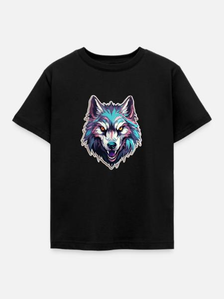 Wolf - Illustration - Kinder T-Shirt - Schwarz