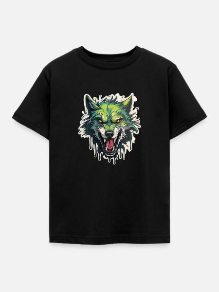 Wolf - Illustration - Kinder T-Shirt - Schwarz