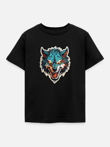 Wolf - Illustration - Kinder T-Shirt - Schwarz