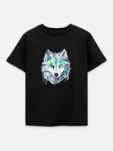 Wolf - Illustration - Kinder T-Shirt - Schwarz