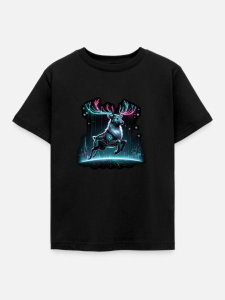 Cyberpunk Rentier - Kinder T-Shirt - Schwarz
