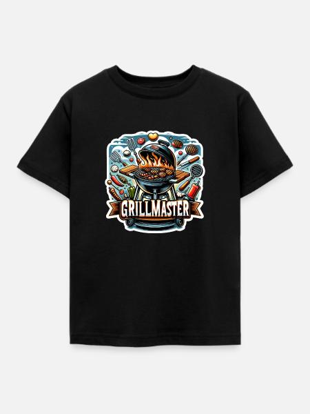 GrillMaster - Grill Illustration - Kinder T-Shirt - Schwarz