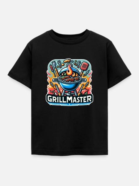 GrillMaster - Grill Illustration - Kinder T-Shirt - Schwarz