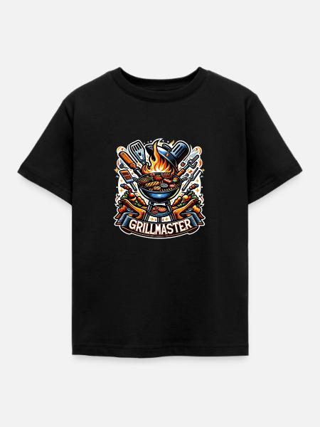 GrillMaster - Grill Illustration - Kinder T-Shirt - Schwarz