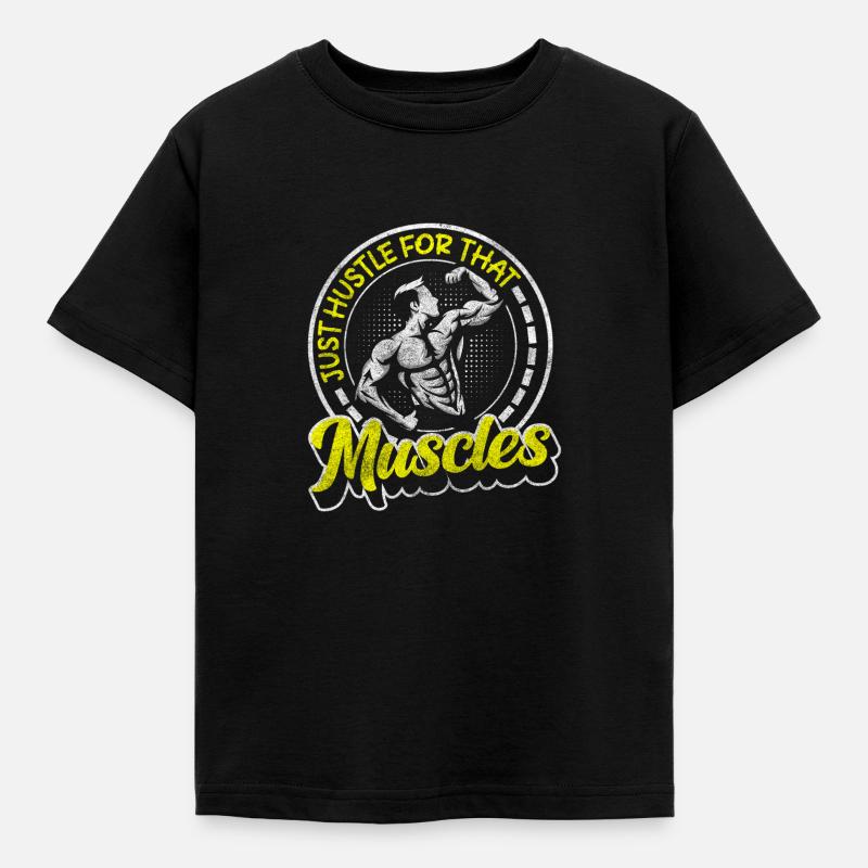 Trainer Muskeln Pumper Studio - Kinder T-Shirt - Schwarz