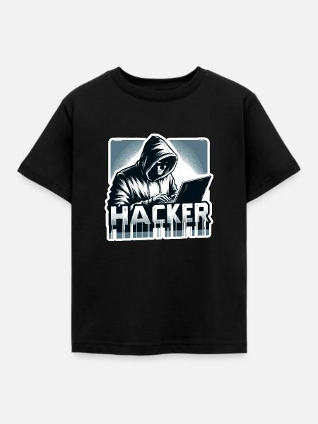 Hacker - Illustration - Kinder T-Shirt - Schwarz