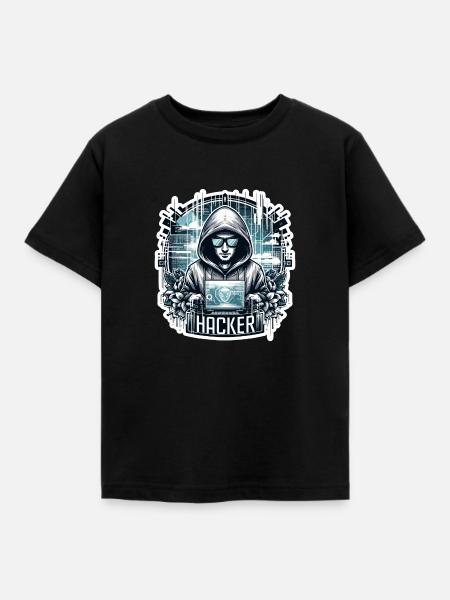 Hacker - Illustration - Kinder T-Shirt - Schwarz