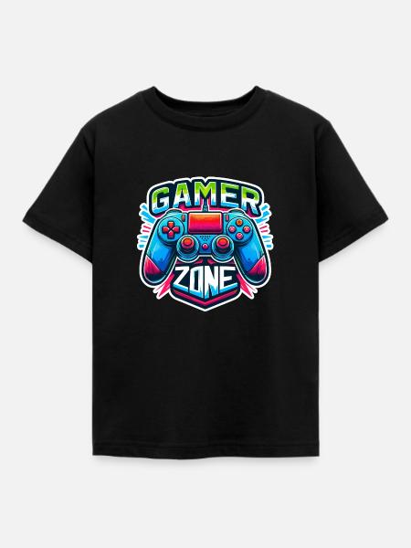 Gamer Zone - Controller Illustration - Kinder T-Shirt - Schwarz