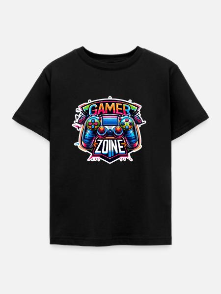 Gamer Zone - Controller Illustration - Kinder T-Shirt - Schwarz