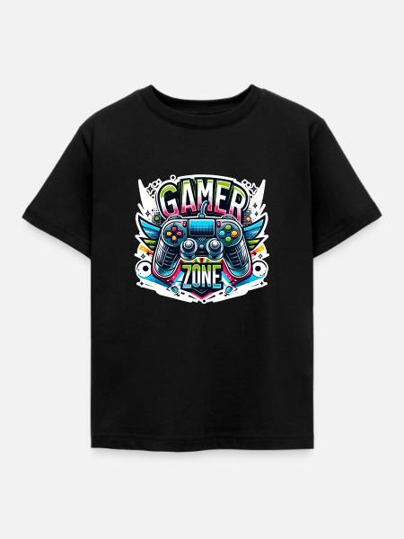 Gamer Zone - Controller Illustration - Kinder T-Shirt - Schwarz