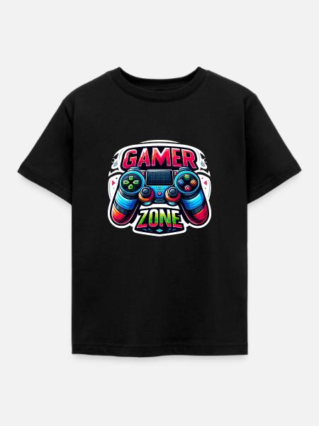 Gamer Zone - Controller Illustration - Kinder T-Shirt - Schwarz